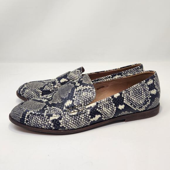 Madewell The Alex Loafers Snake Embossed Leather Size 7.5 Stone Multi Flats - Picture 5 of 11